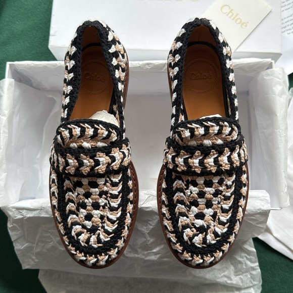 nib Chloé “Kayla” Woven Flat Loafers in Multi-Color Crochet – EU 36 / US 6 - Picture 3 of 9